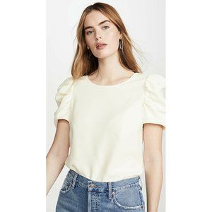 Amanda Uprichard Merris Top Ivory White Puff Sleeve Revolve M NWOT $159